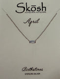 Baguette Birthstone Necklace- Silver