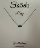 Baguette Birthstone Necklace- Silver