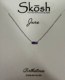Baguette Birthstone Necklace- Silver