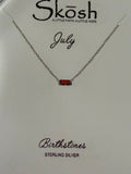 Baguette Birthstone Necklace- Silver