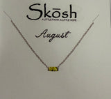 Baguette Birthstone Necklace- Silver