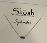 Baguette Birthstone Necklace- Silver