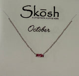 Baguette Birthstone Necklace- Silver