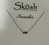 Baguette Birthstone Necklace- Silver