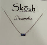 Baguette Birthstone Necklace- Silver