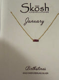 Baguette Birthstone Necklace- Gold