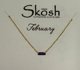 Baguette Birthstone Necklace- Gold