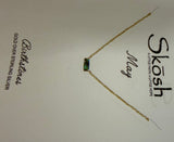 Baguette Birthstone Necklace- Gold