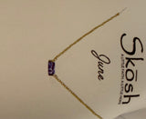 Baguette Birthstone Necklace- Gold