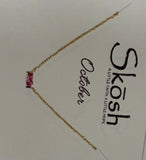 Baguette Birthstone Necklace- Gold