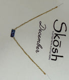 Baguette Birthstone Necklace- Gold