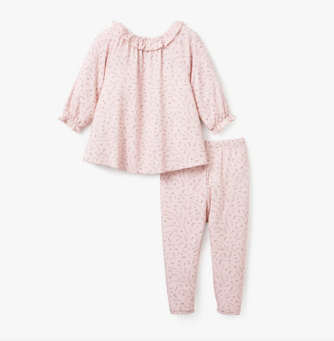 Blush Wildflower Print Bamboo Flutter Blouse + Legging Set, Moore