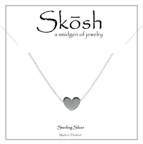 Flat Polished Heart Necklace- Silver
