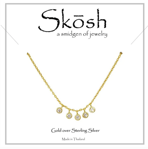 Small Circle Multi Stones Necklace- Gold