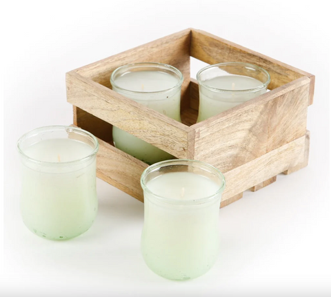 CITRONELLA PINEAPPLE - 2 OZ. GREEN GLASS CANDLES IN CRATE