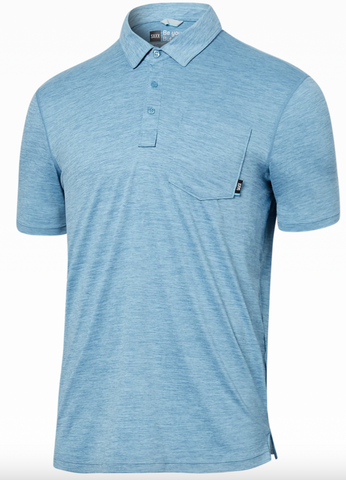 ALL DAY COOLING Short Sleeve Polo / Washed Blue Heather