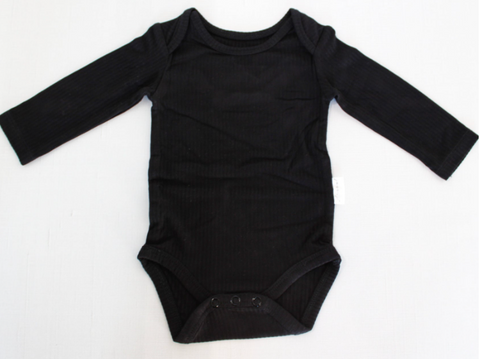 Basic Black Bamboo Long Sleeve Onesie