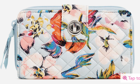 RFID Turnlock Wallet- Sea Air Floral