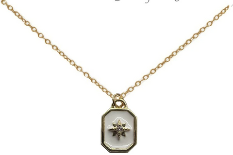 Gold Plated North Star Medallion with Clear CZ