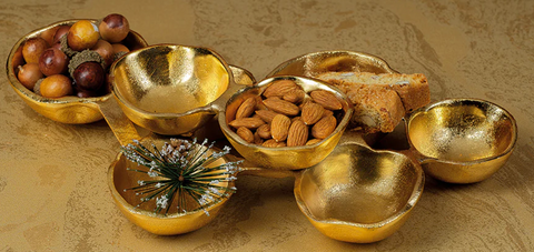 Small Cluster of Eight Serving Bowls - Bright Gold