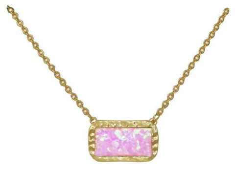 Satin Gold Faceted Pink Opal