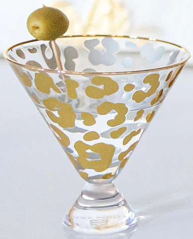 Gold Leopard Martini Glass