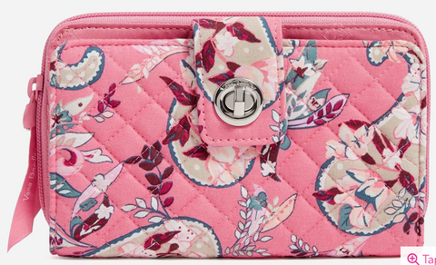 RFID Turnlock Wallet/ Botanical Paisley Pink