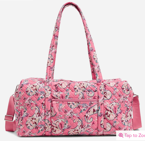 Medium Travel Duffel Bag/ Botanical Paisley Pink