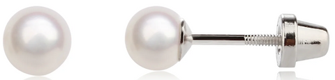 Sterling Silver Child's White Freshwater Pearl Earrings