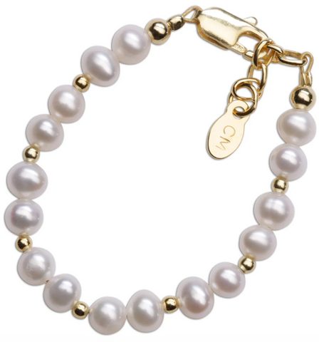 Brynn - 14K Gold Plated Pearl Baby and Kids Bracelet