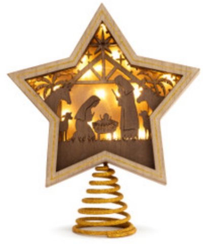 Lit Star Nativity Tree Topper