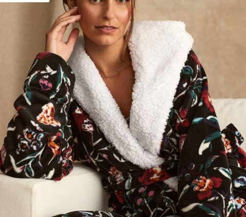 Cozy Life Robe- Perennials Noir