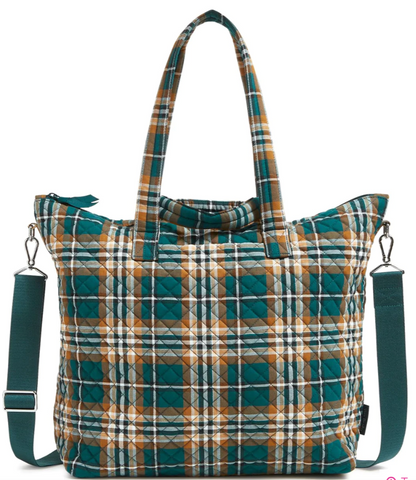 Slouchy Tote Bag- Orchard Plaid