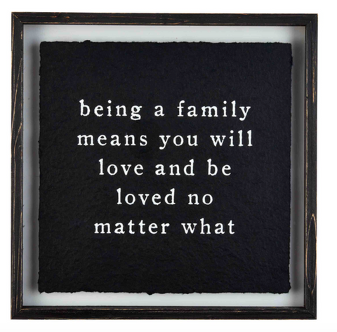 Being A Family Black Glass Plaque