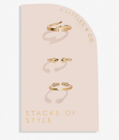 Stacks Of Style Set Of 3 Round Rings In Cubic Zirconia And Gold-Tone Plating