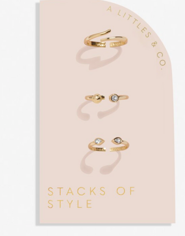 Stacks Of Style Set Of 3 Rings In Cubic Zirconia And Gold-Tone Plating