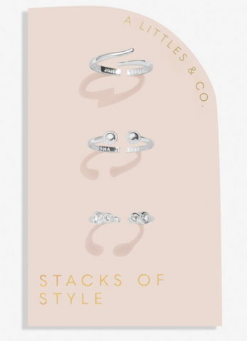 Stacks Of Style Set Of 3 Rings In Cubic Zirconia And Silver Plating