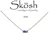 Silver Baguette Birthstone Necklace with 16" chain with 1"+1" extender