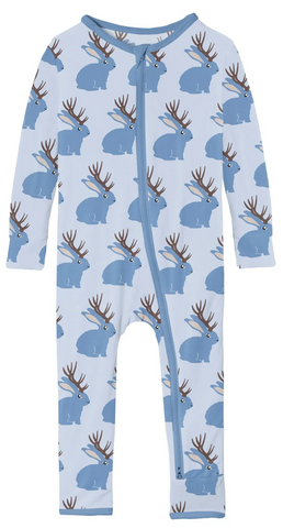 Print Coverall with 2 Way Zipper in Dew Jackalope