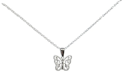 Silver Small Open Filigree Butterfly Necklace