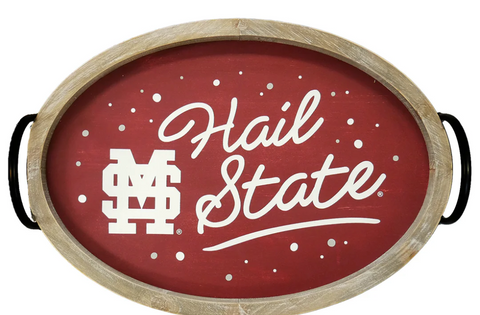 Miss State Spirit Wood Oval Tray