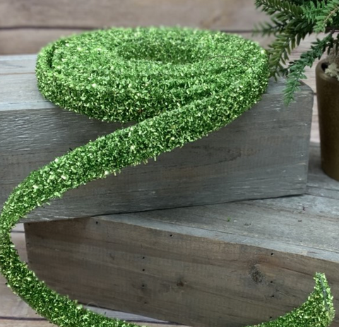 green tinsel garland