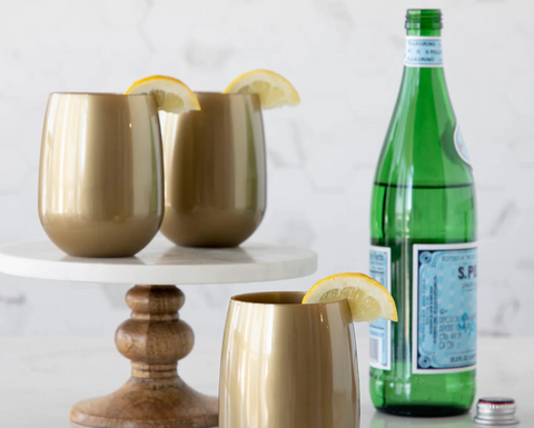 GOLD STEMLESS WINE SYMGLASS