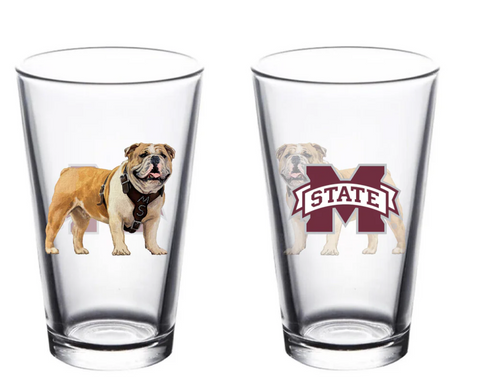 Mississippi State Mascot Pint Glass