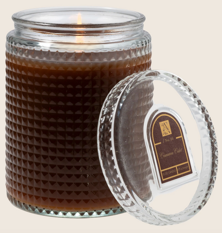 cinnamon cider textured Glass Candle with Lid 15oz