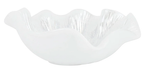 ONDA GLASS WHITE RUFFLED ROUND BOWL