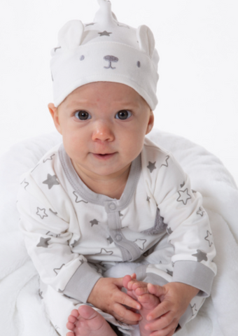 GRAY STARS PLAYSUIT WITH MATCHING HAT