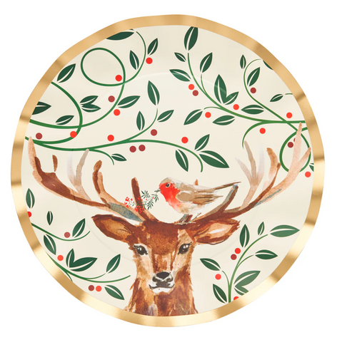 Christmas Forest Wavy Paper Dinner Plate/8pk