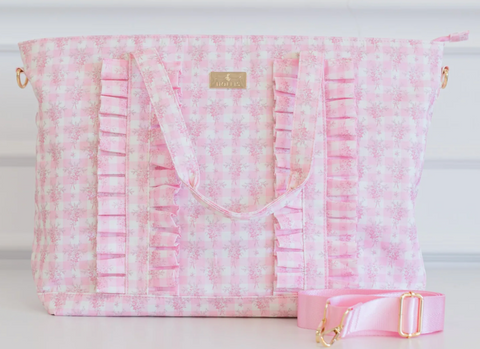 Ruffled Nylon Tote Bag- Floral