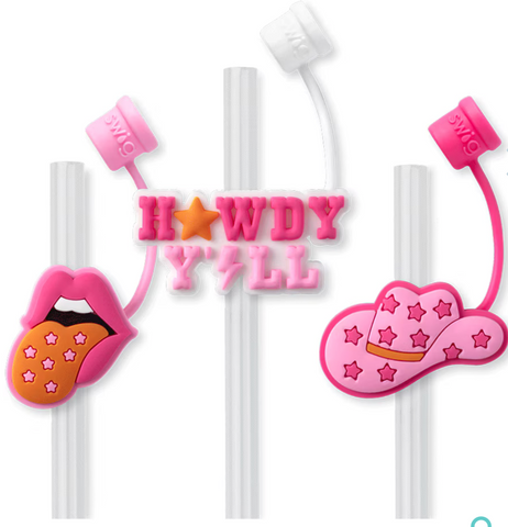 Howdy Y'all + Pink Glitter Reusable Straw Set